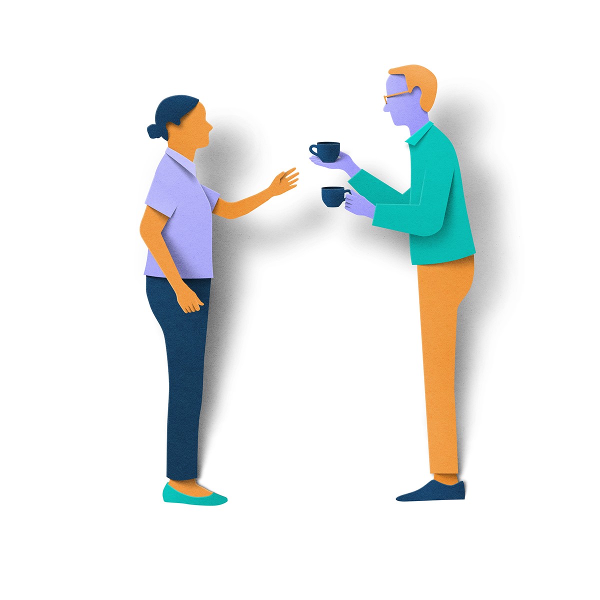 Two people having a cup of tea