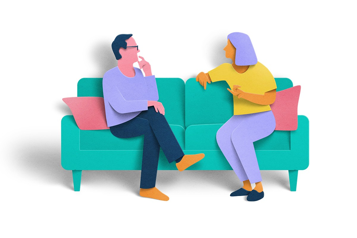 Illustration of people chatting